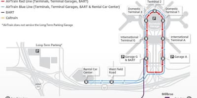 Карта на SFO airtrain