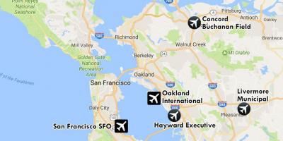 Аеродромите во близина на Сан Франциско мапа