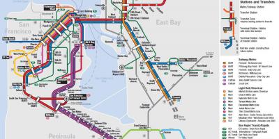 Мапа на јавниот превоз Сан Франциско