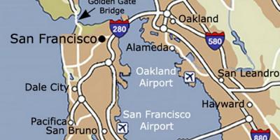 Карта на Сан Франциско аеродром и околината